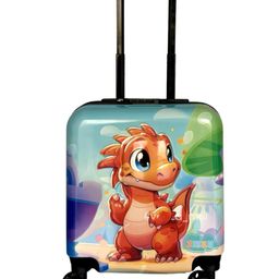 Zikku Kids Travel Trolley Bag, Hard Polycarbonate Case, Light Weight, 360 Degree Wheeling System, Suitcase for Kids - -Orange Dino-image-21