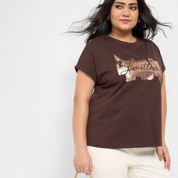 Honey Curvytude by Pantaloons Women Print Extended Sleeves Cotton Boxy Tshirts-image-135