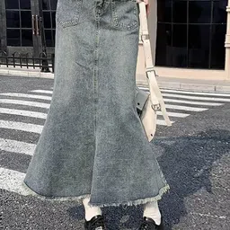 StyleCast Denim A-Line Maxi Skirt-image-28