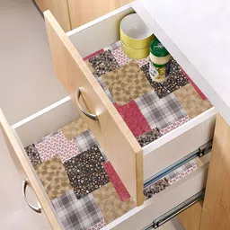Kuber Industries Red & Beige 2 Pieces Water Resistant Shelf Liner Organisers-56