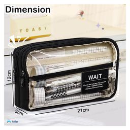 Bunie Large Capacity Multiple Compartment Pouch with Transparent DesignBlack image 3