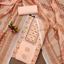 Panzora Floral Printed Chanderi Cotton Unstitched Dress Material-picture-11