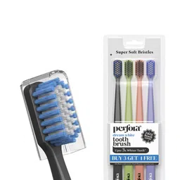 Perfora Pack Of 4 Lime Green & Peach Coloured Ultra Soft Bristles Toothbrush-42