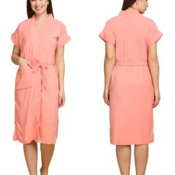 Creeva Peachy Pink Micro Terry Bathrobe (Large)-image-68