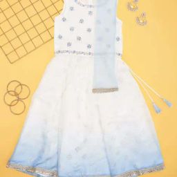 Akkriti by Pantaloons Girls Amethyst & Blue Cotton Embroidery Lehenga Cholis-image-79