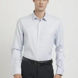 Turtle Light Blue Cotton Slim Fit Dobby Shirt-picture-29