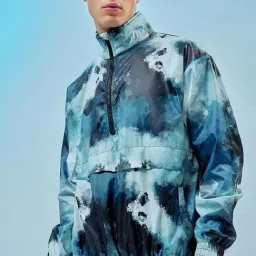 Bewakoof Men Blue Nylon Relaxed Fit Tie - Dye Casual Jacket-picture-17