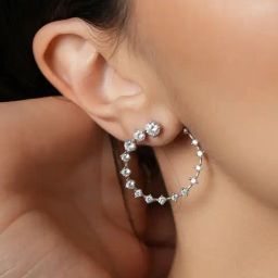 Mabel 92.5 Sterling Silver Solitaire Studded Hoop Earrings for Women - Set of 2-image-5