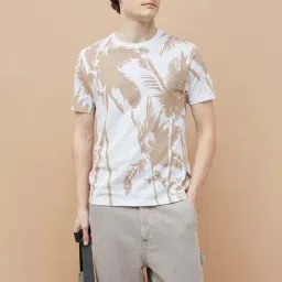 Fame Forever By Lifestyle White & Beige Cotton Regular Fit Printed T-Shirt-image-47
