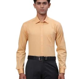 Park Avenue Yellow Cotton Slim Fit Shirt-image-20
