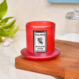 TAYHAA Red Wax Handpoured Candle With Lid image 1