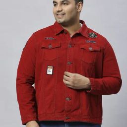 Turning Blue Red Cotton Regular Fit Denim Jacket-picture-46