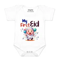Arvesa Infants My First Eid Printed Envelope Neck Bodysuit-picture-24