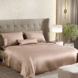Haus & Kinder Satin Royale Golden Sand 300 TC King Flat Bedsheet with 2 Pillow Covers-image-35