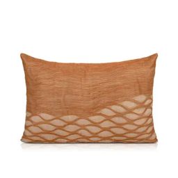 Home4U Elle Brown & Beige Cotton Voile Cushion Cover - Set of 1-12