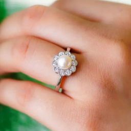 925 Silver Freshwater Pearl and American Diamond Flower Ring for Women & Girls-image-42