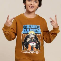 Kidsville Naruto Printed Brown Sweatshirt For Boys-image-19