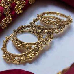 OOMPH Combo of 4 Gold Ghungroo Bangle Set For Women-17