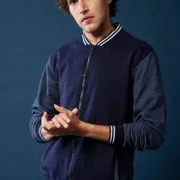 Campus Sutra Dark Navy Cotton Windcheater Bomber Jacket-33