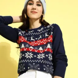 Style Quotient Navy & White Printed Sweater-9