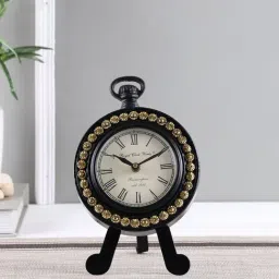 Aapno Rajasthan Black MDF Dual Purpose Clock with Stand-image-70