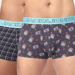 Jack & Jones Ensign Blue & Black Printed Trunks-Pack of Two-17