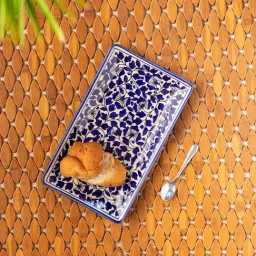 ExclusiveLane 'Badamwari Bagheecha-2' Navy & White Ceramic Serving Platter - Set of 1-23