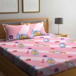 Klotthe Character based Multicolor 210 TC Cotton King Bedsheet with 2 Pillow Covers-image-79