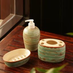 ExclusiveLane Handpainted Ceramic Bathroom Accessory (Set Of 3)-image-43
