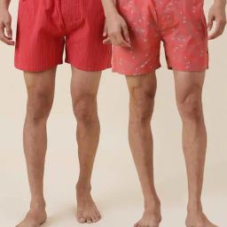 Fabindia Red Comfort Fit Printed Boxer Shorts - Pack of 2-image-39