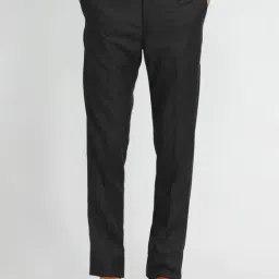 Arrow Black Slim Fit Checks Trousers-image-23