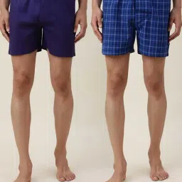 Fabindia Blue Comfort Fit Check Boxer Shorts - Pack of 2-picture-10