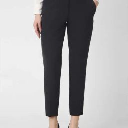 Van Heusen Black Mid Rise Formal Trousers-image-115