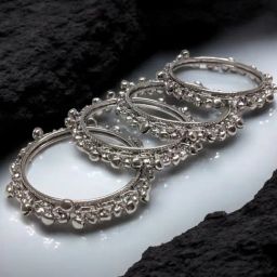 OOMPH Combo of 4 Silver Oxidised Ghungroo Bangle Set For Women-15