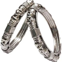 OOMPH Combo of 2 Oxidised Silver Elephant Design Kada Bangle Set For Women image 5