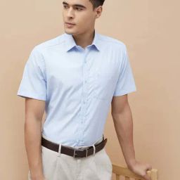 Code By Lifestyle Blue Regular Fit Checks Shirt-image-68