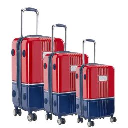 TOMMY HILFIGER Twins Pro Red & Navy 8 Wheels Large Hard Cabin Trolley Bag-7