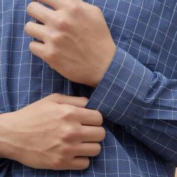 Code By Lifestyle Navy Regular Fit Checks Shirt image 5