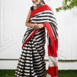 Craft Musium Floral Pure Cotton Bagru Saree-image-64