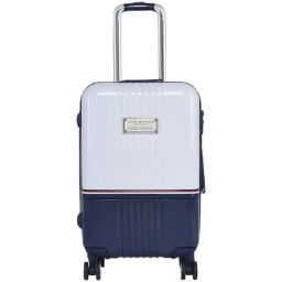 TOMMY HILFIGER Twins Pro White & Navy 8 Wheels Small Hard Cabin Trolley Bag-14