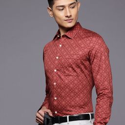 Louis Philippe Pure Cotton Slim Fit Ethnic Motifs Printed Formal Shirt-picture-8