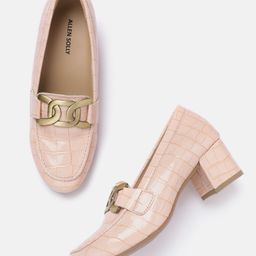 Allen Solly Croc-Textured Embellished Upper Block Pump Heels-12