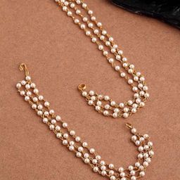 Anouk Gold Plated Pearls Beaded Layered Ear Chains-23
