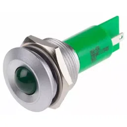 RS PRO Green Panel Mount Indicator 115 V DC. 230V AC, Mounting Hole Size 19.5 mm, Termination Type , Model No 206930-41