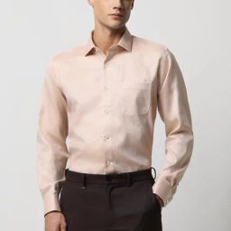 Van Heusen Peach Cotton Regular Fit Printed Shirt-image-19