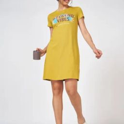 Dreamz by Pantaloons Yellow Print Nightdress-10