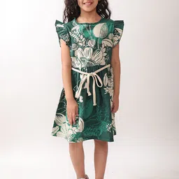 Anthrilo Floral Print Flutter Sleeve Fit & Flare Dress image 4