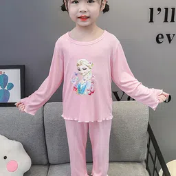 YK Girls Printed T-shirt with Trousers-14