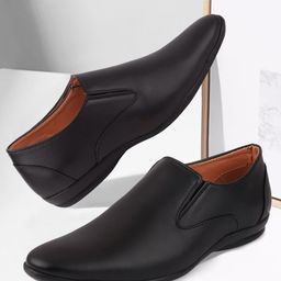 FAUSTO Men Black Solid Formal Slip-Ons-image-95