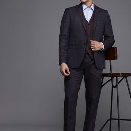 Louis Philippe Men Textured Single-Breasted Slim Fit 3-Piece Formal Suit-image-93